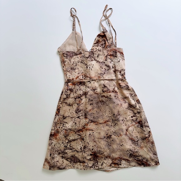 Zara Satin Marble Effect Mini Slip Dress - Picture 6 of 8